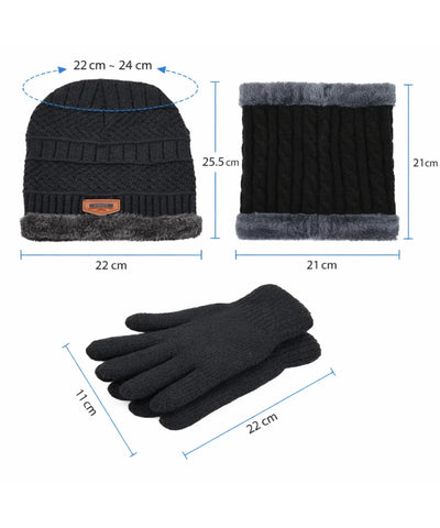  Comprar conjunto inverno masculino gorro cachecol luvas térmico forrado aquecimento barato promoção Anellimn