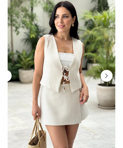 Conjunto Linho Feminino Colete E Short Leve Verão | Juli