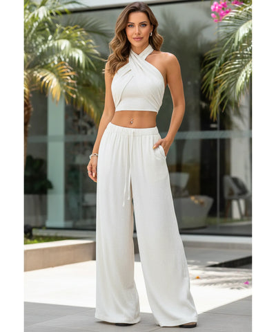 Conjunto Linho Feminino Cropped e Calça Elegante | Dominic