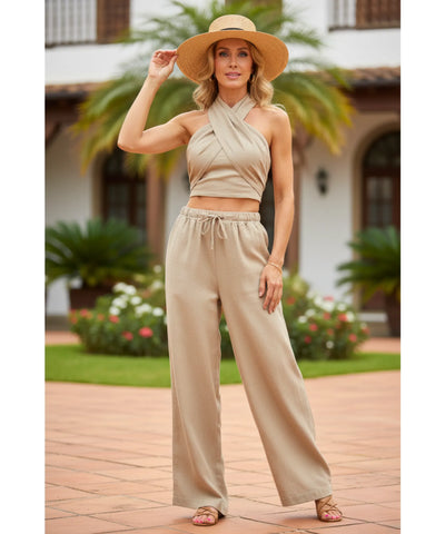 Conjunto Linho Feminino Cropped e Calça Elegante | Dominic