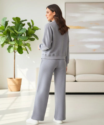 Conjunto Moletom Feminino com Jaqueta e Calça Larga  | Suali