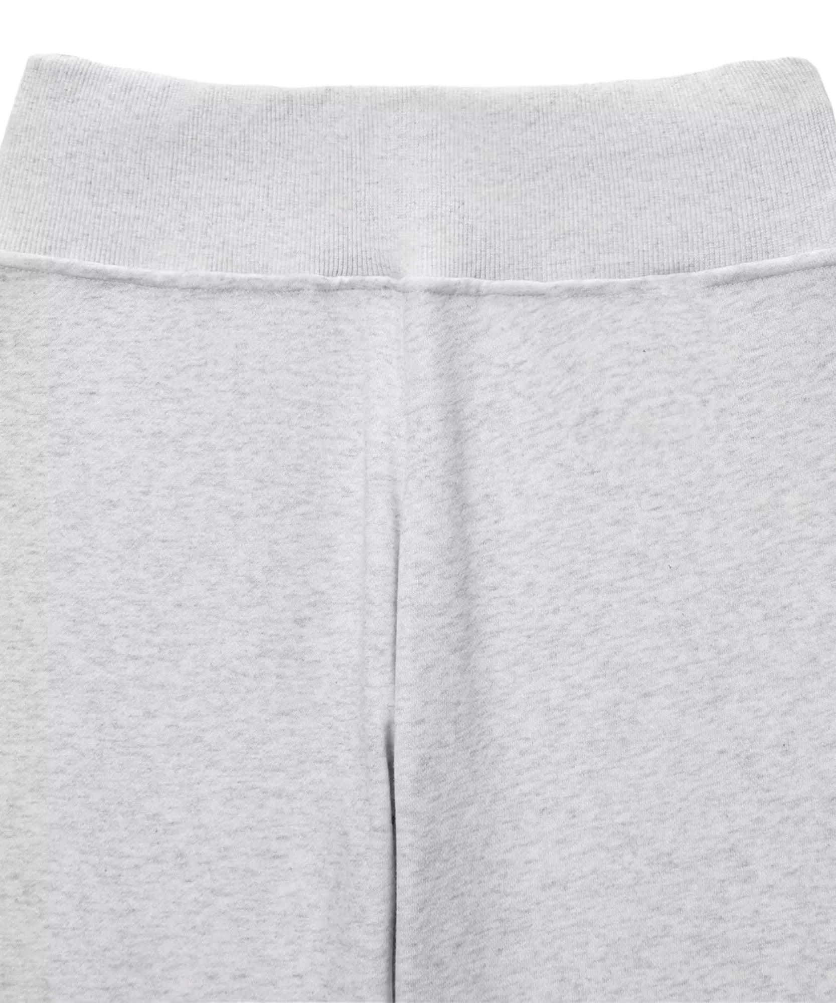 Calça flare feminina cinza claro detalhe do cós elástico