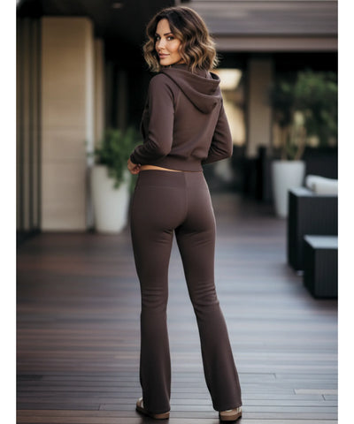 Conjunto Moletom Feminino Jaqueta Cropped Calça Flare | Eloh