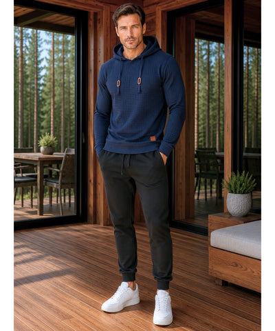 Conjunto Moletom Masculino Texturizado com Capuz e Calça Jogger Premium ANELLIMN