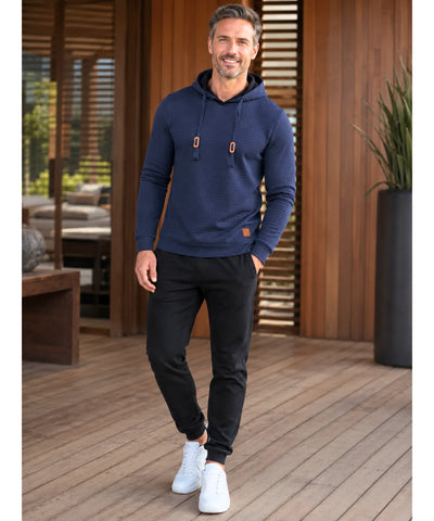 Conjunto Moletom Masculino Texturizado com Capuz e Calça Jogger Premium ANELLIMN
