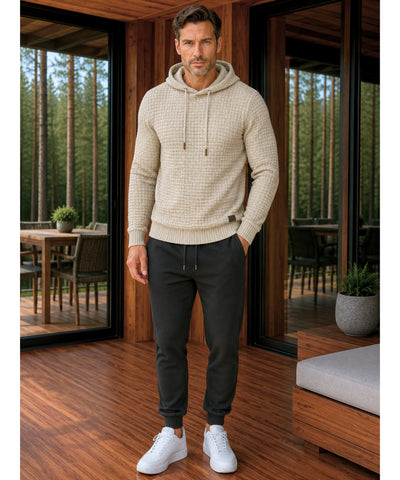 Conjunto Moletom Masculino Texturizado com Capuz e Calça Jogger Premium ANELLIMN