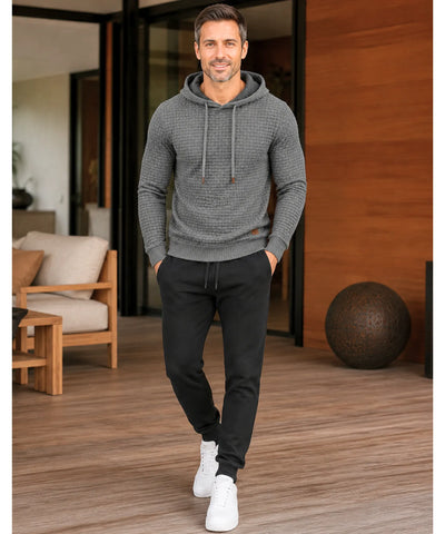 Conjunto Moletom Masculino Texturizado com Capuz e Calça Jogger Premium ANELLIMN
