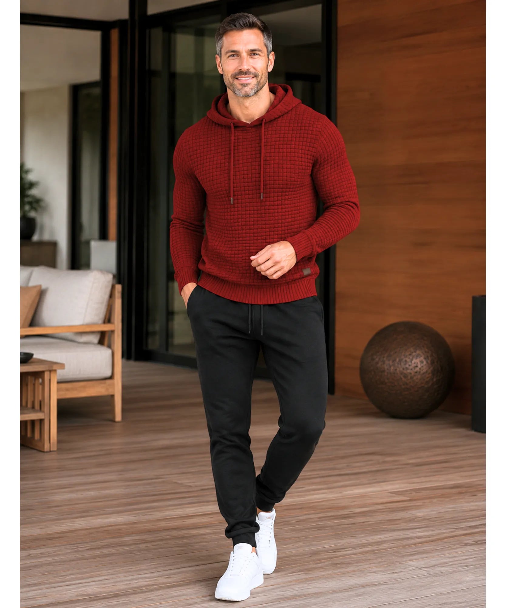 Conjunto Moletom Masculino Texturizado com Capuz e Calça Jogger Premium ANELLIMN