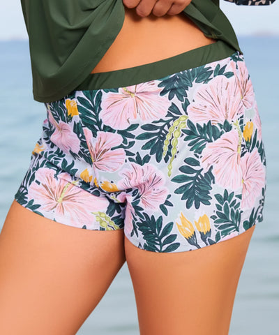  Comprar conjunto praia feminino plus size manga longa shorts estampado floral piscina natação barato ou em promoção ANELLIMN 