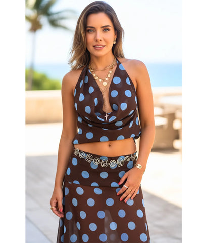 Conjunto Saia e Blusa Feminino Poá Saia Midi Elegante | Amélie