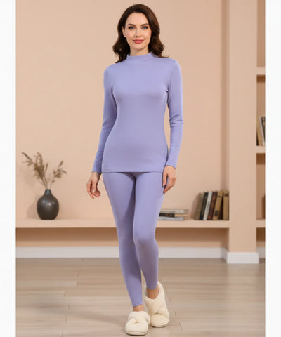 Comprar conjunto térmico feminino gola alta forro pelúcia autoaquecimento segunda pele legging barato ANELLIMN