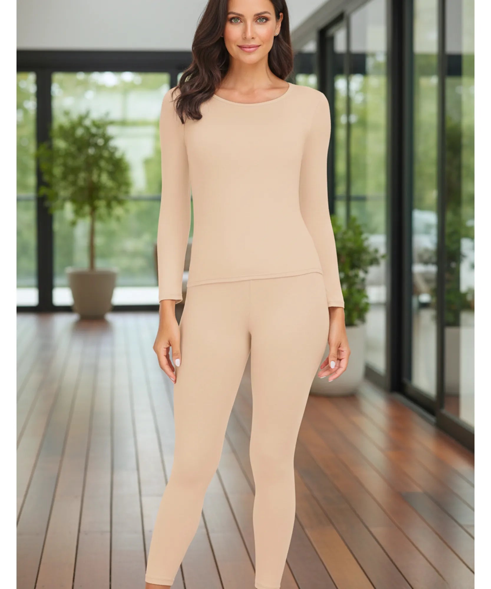 Comprar conjunto térmico feminino segunda pele manga longa calça legging forro polar barato ZARA