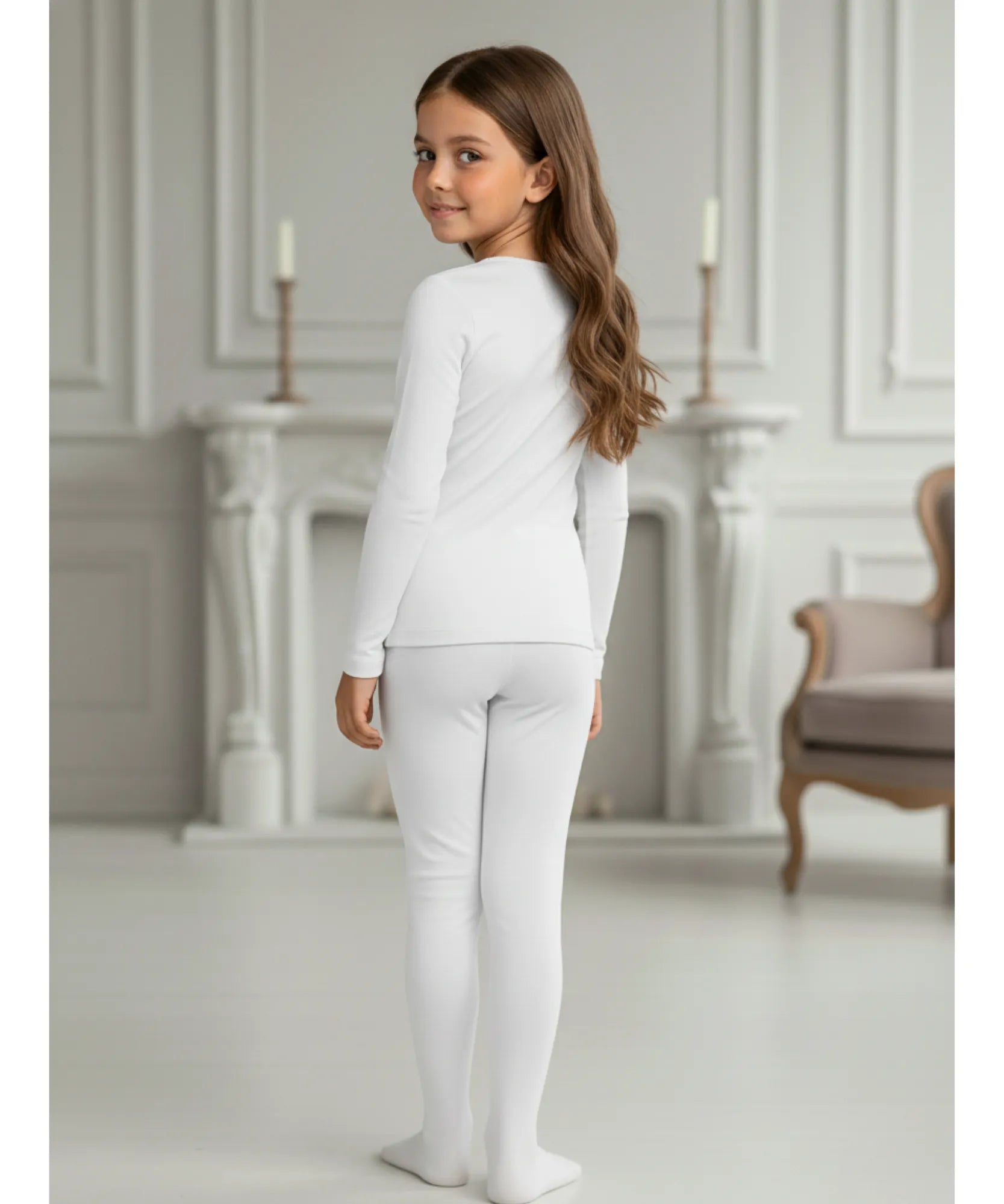 Comprar conjunto térmico infantil forrado pelúcia manga longa meia-calça inverno menina balé dança barato