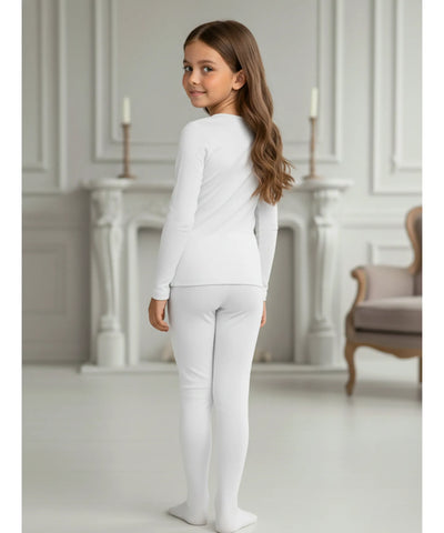 Comprar conjunto térmico infantil forrado pelúcia manga longa meia-calça inverno menina balé dança barato