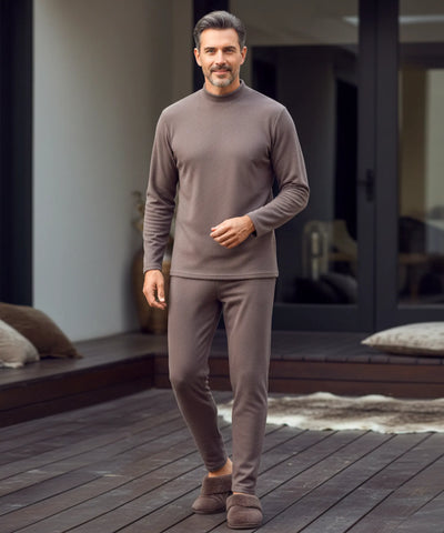 Comprar conjunto térmico masculino fibra térmica aquecimento automático blusa e calça barato - Anellimn