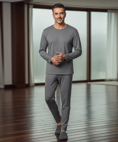Comprar conjunto térmico masculino fibra térmica aquecimento automático blusa e calça barato - Anellimn