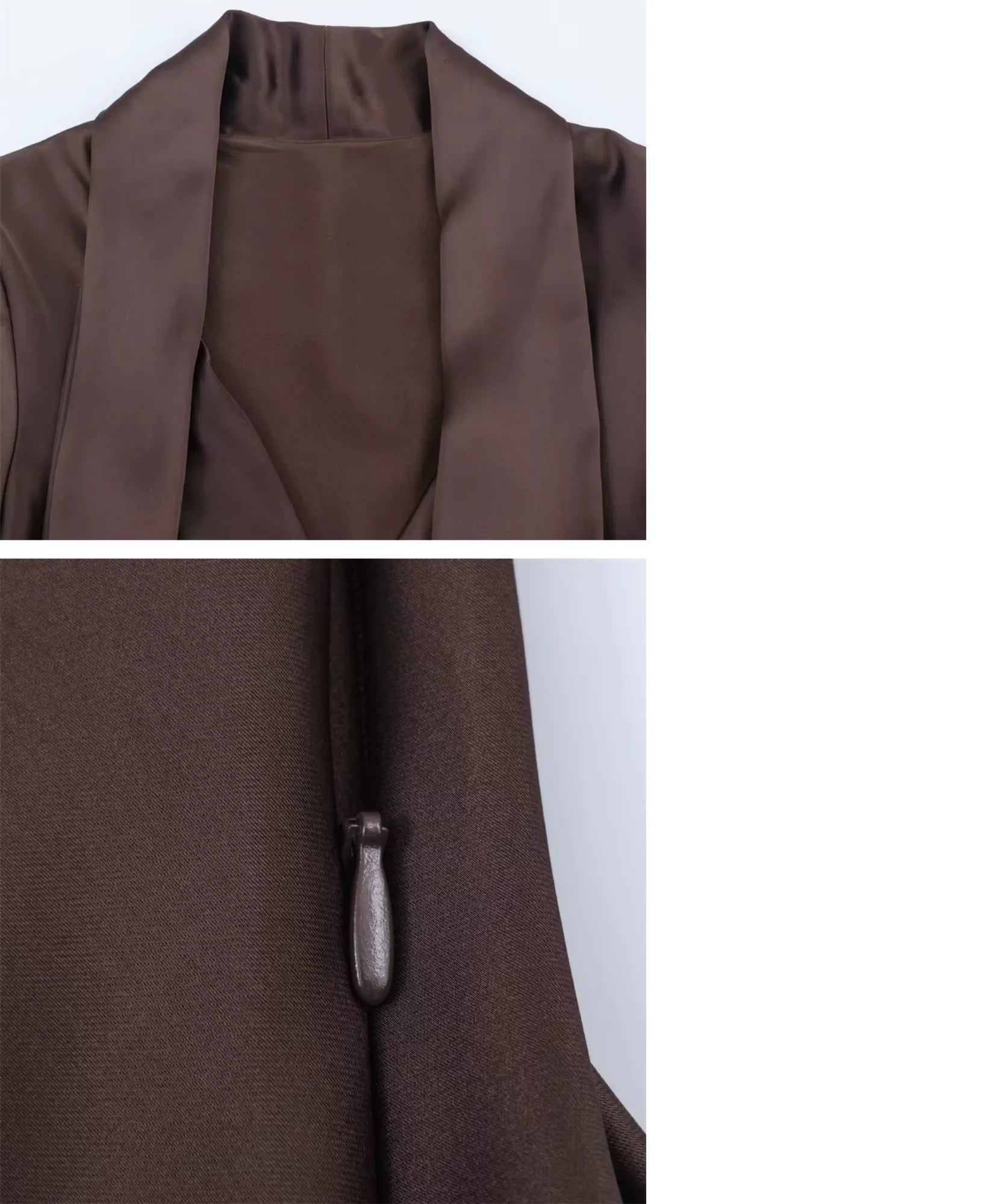 Comprar conjunto terninho feminino alfaiataria marrom detalhe do decote V barato Anellimn