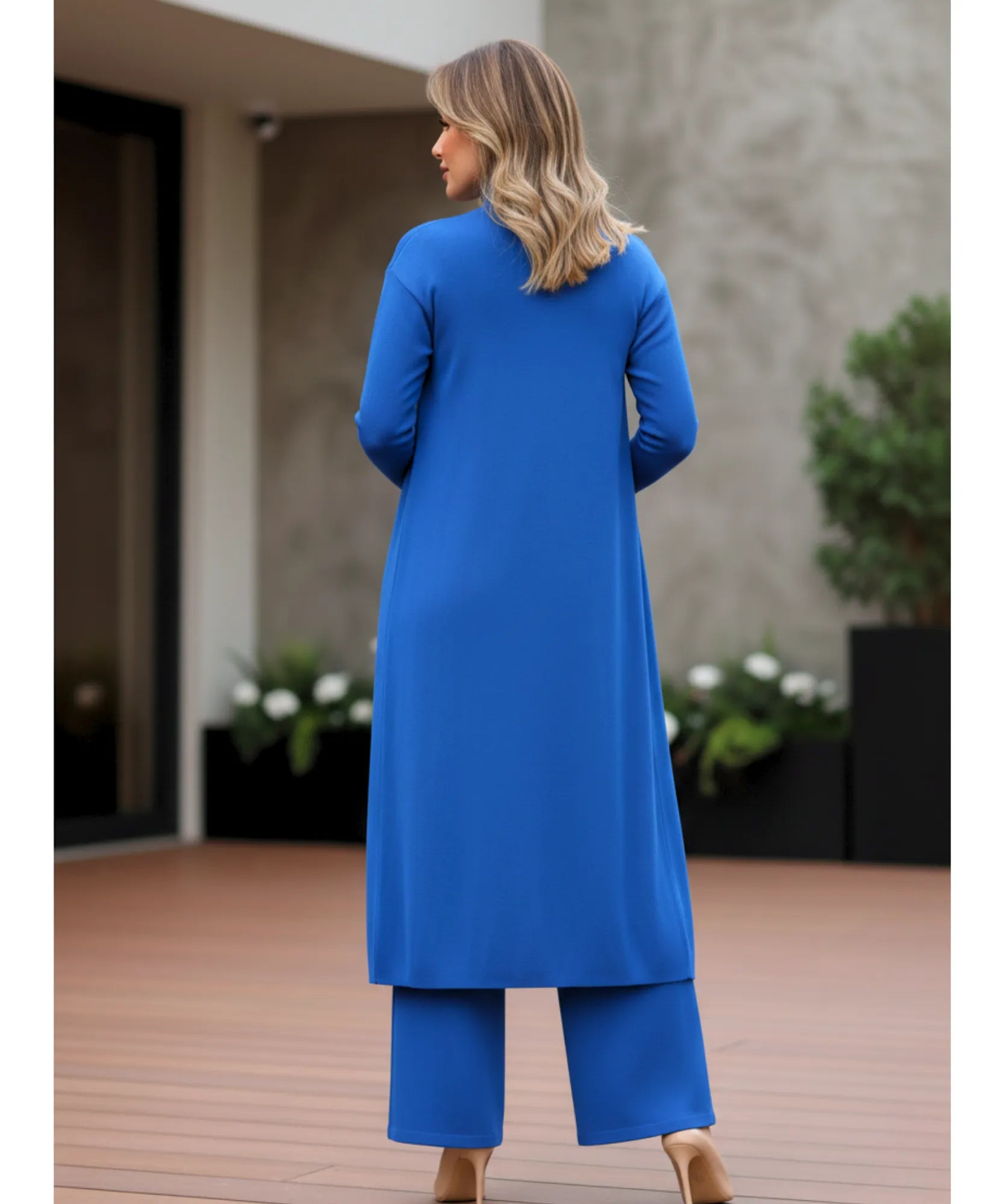 Comprar conjunto tricot feminino 3 peças cardigan longo blusa gola alta canelada e calça pantalona elegante em promoção  ZARA