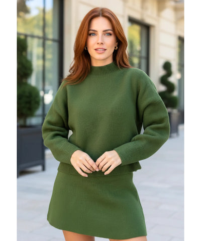 Comprar conjunto tricot feminino com saia curta e blusa manga longa elegante confortável para dias frios ZARA

