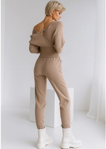 Comprar conjunto tricot feminino canelado elegante e confortável para inverno com frete grátis ou em promoção