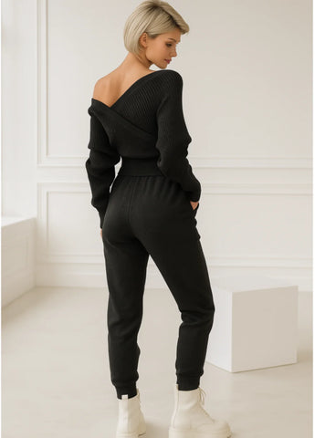 Comprar conjunto tricot feminino canelado elegante e confortável para inverno com frete grátis ou em promoção