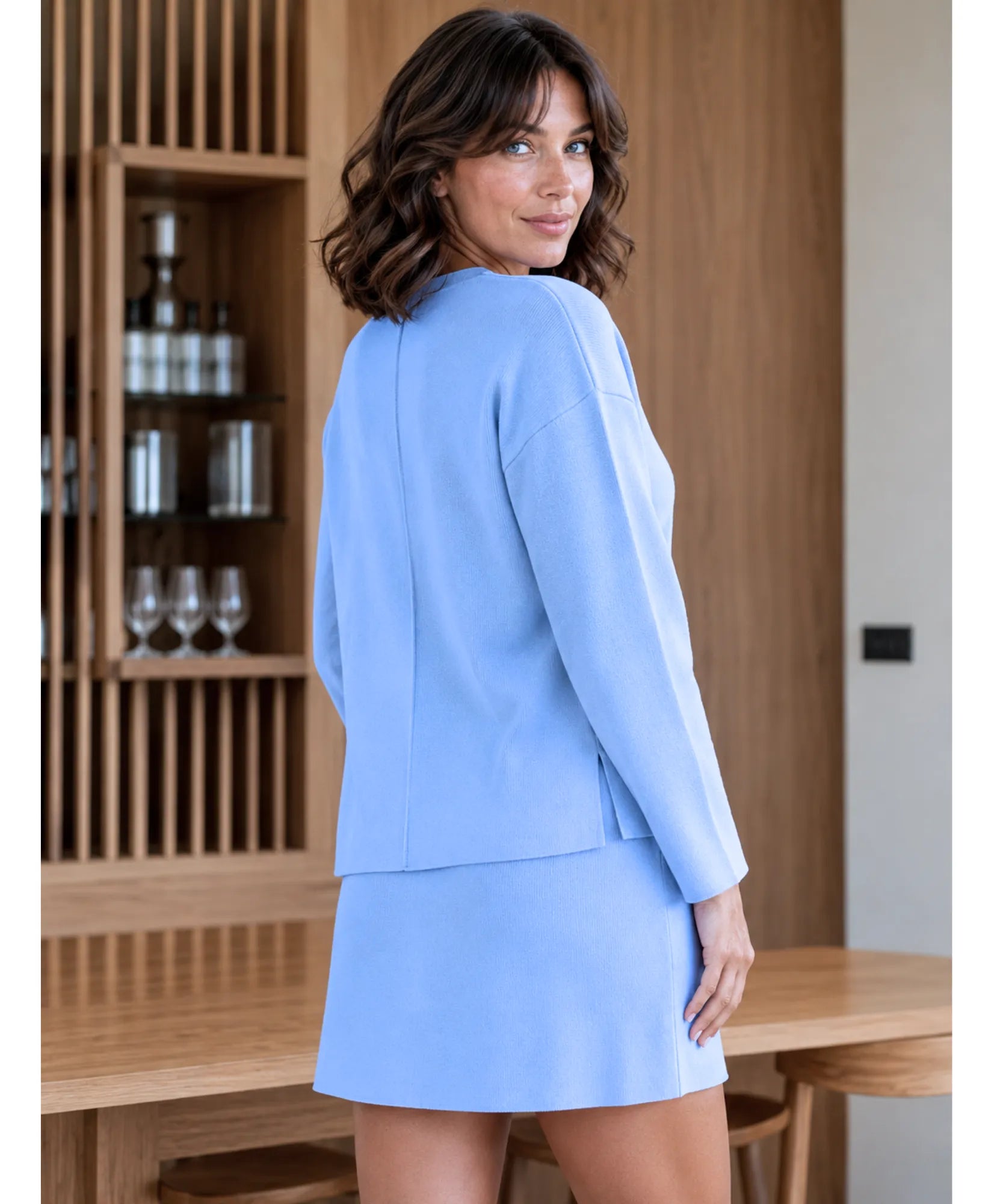 Conjunto Tricot Feminino Cardigan e Saia Inverno Elegante | Zelo