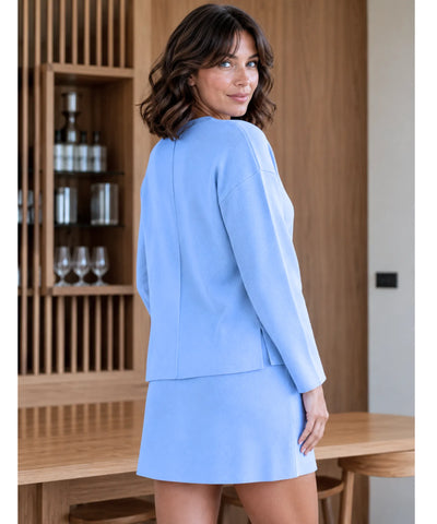 Conjunto Tricot Feminino Cardigan e Saia Inverno Elegante | Zelo