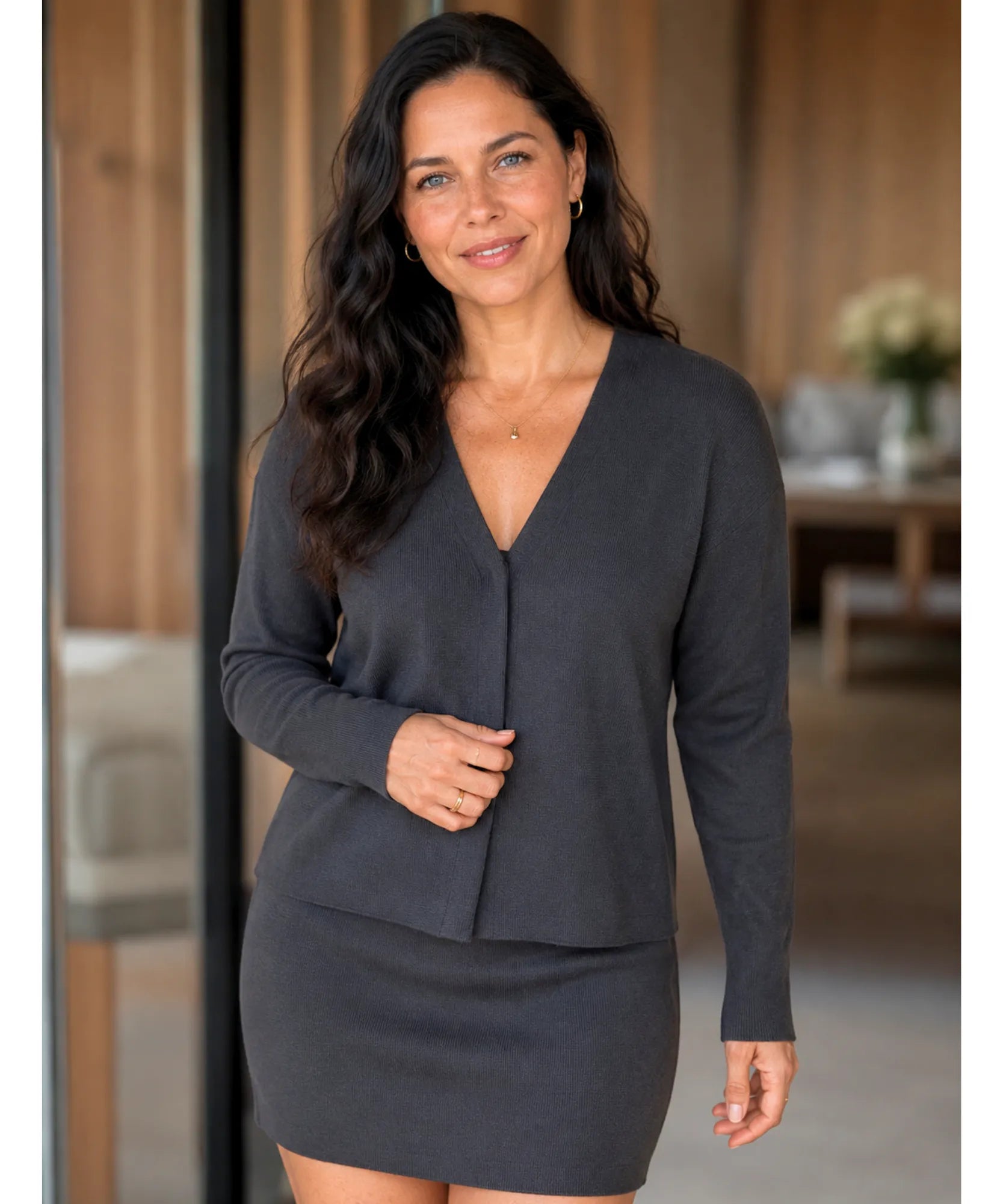 Conjunto Tricot Feminino Cardigan e Saia Inverno Elegante | Zelo