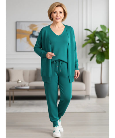 Comprar conjunto tricot feminino regata decote V calça jogger macio confortável inverno em promoção ZARA