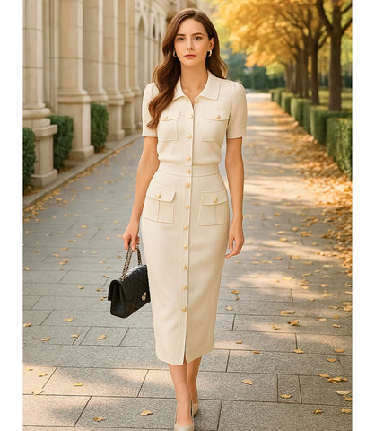 Comprar Conjunto Tricot Feminino Evangélico com Saia e Blusa Elegante em promoção Off White - Anellimn