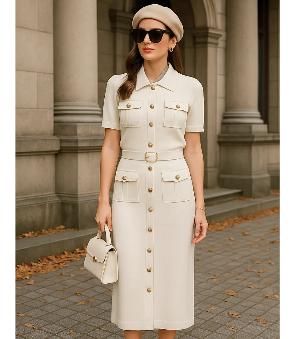 Comprar Conjunto Tricot Feminino com Saia e Blusa Elegante em promoção Off White - Anellimn
