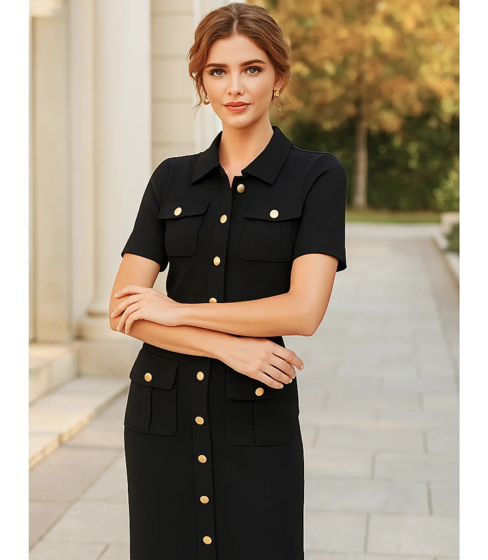 Comprar Conjunto Tricot Feminino com Saia e Blusa Elegante em promoção Preto - Anellimn