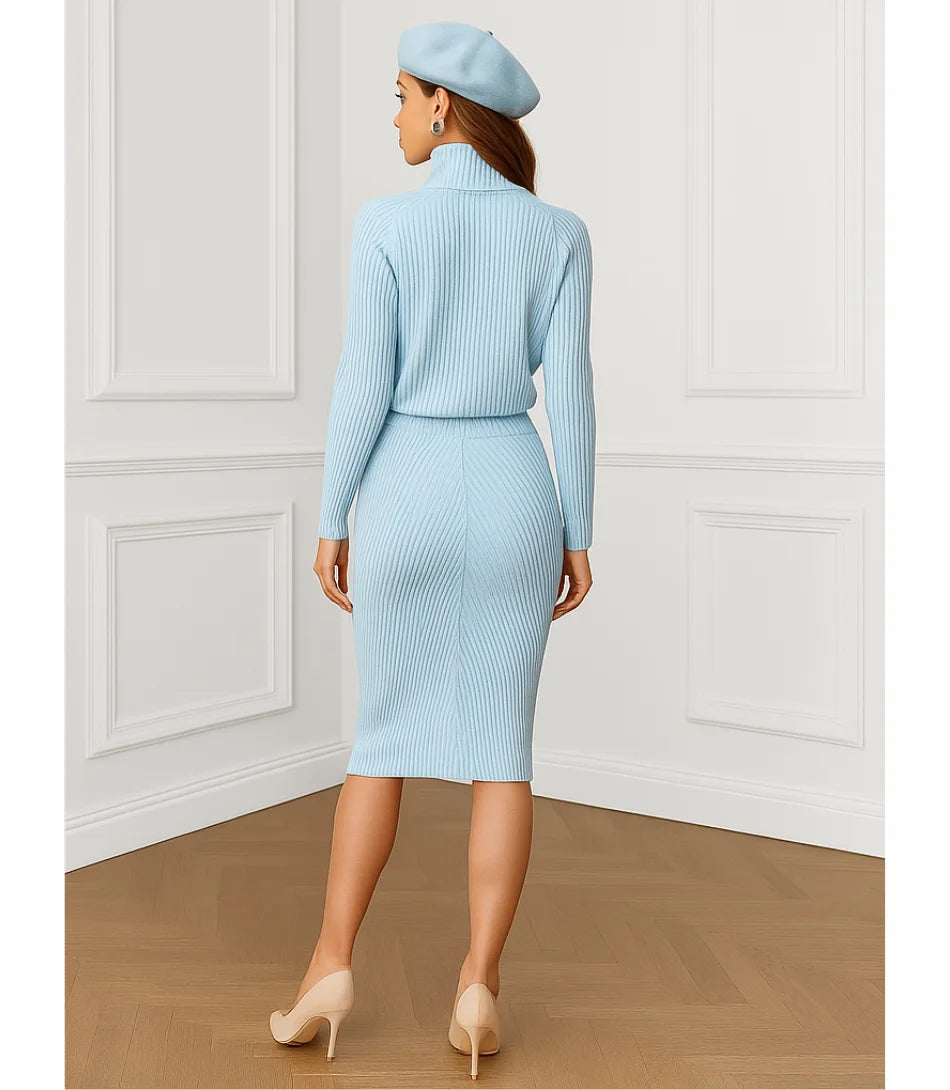 Comprar Conjunto Tricot Feminino Para Trabalho Ou Passeio Chic Azul Claro - ZARA