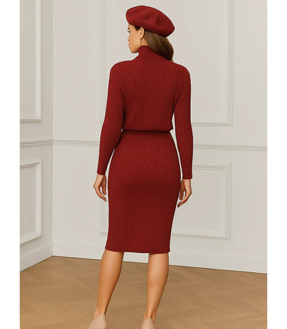Comprar Conjunto Tricot FeBminino Para Trabalho Ou Passeio Chic Vinho  - ZARA