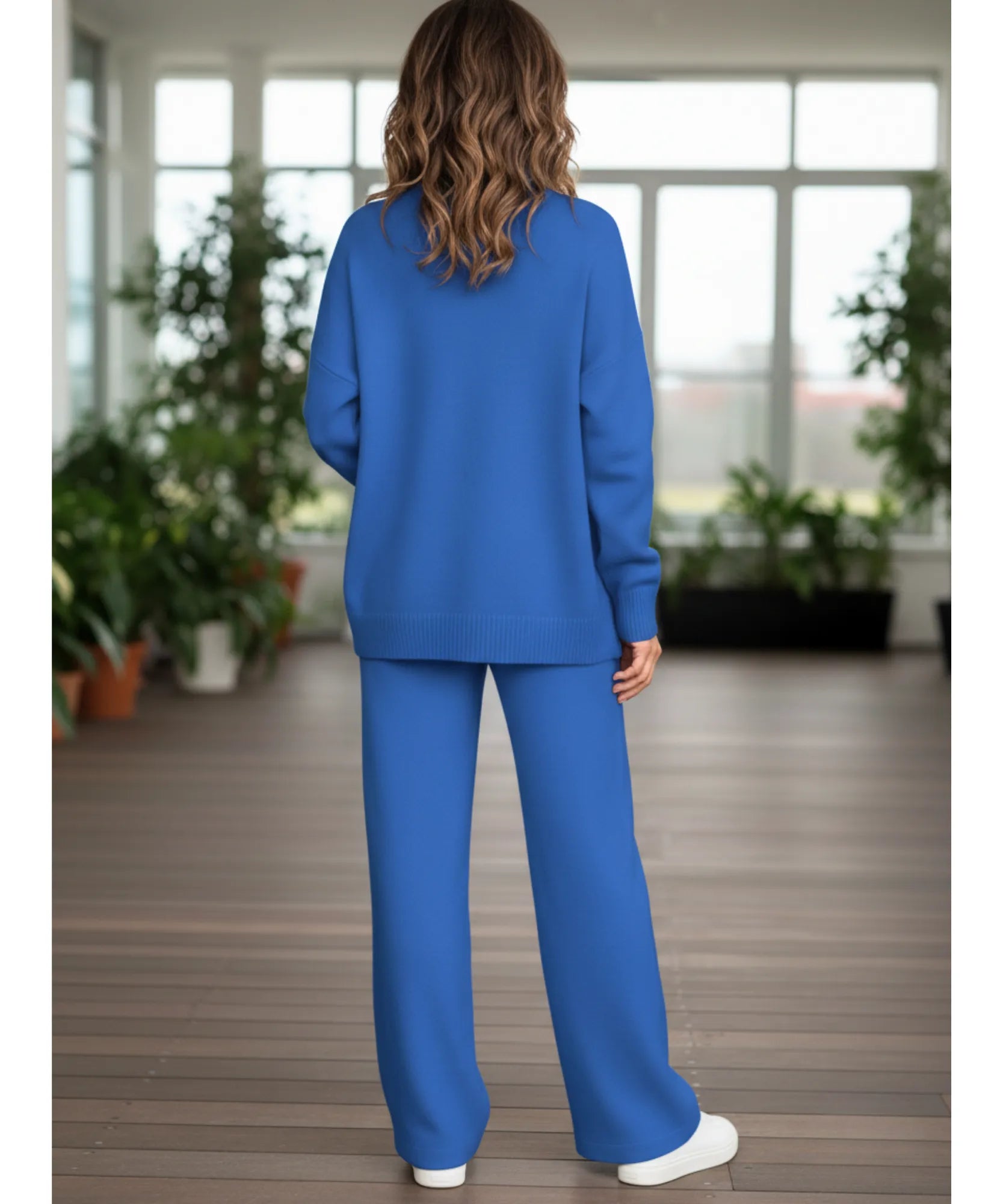 Comprar conjunto tricot feminino viscose suéter gola alta oversized calça pantalona wide leg em promoção ZARA