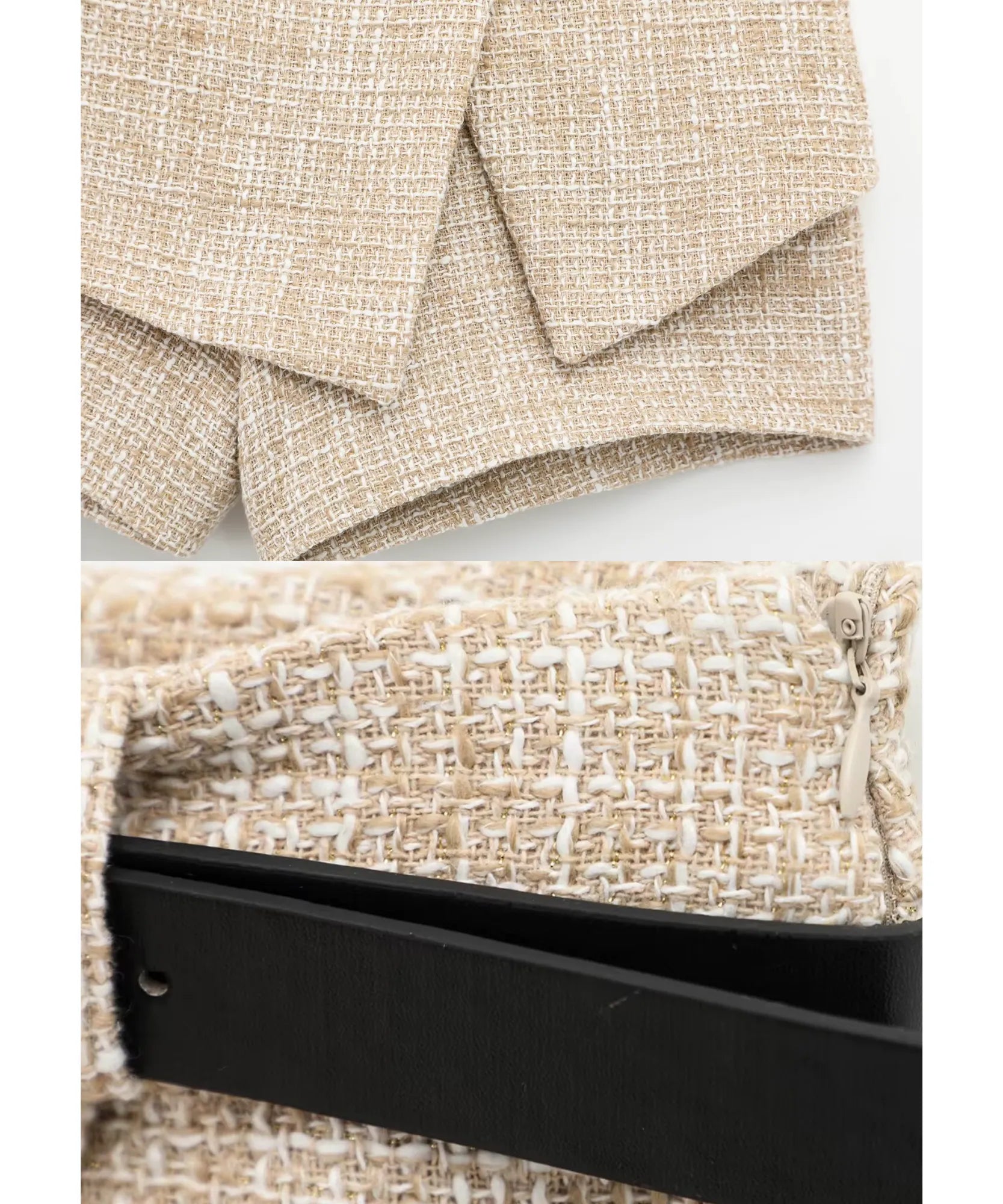 Comprar conjunto tweed feminino colete cropped e short saia envelope barato em promoção ANELLIMN