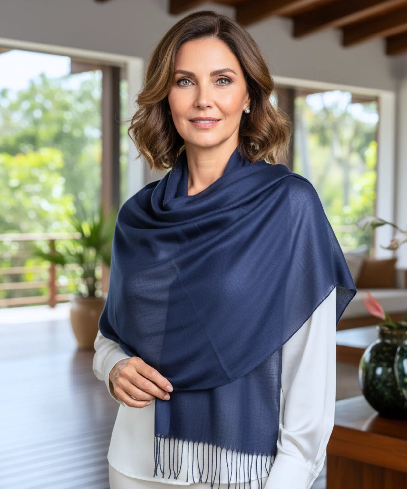 Comprar echarpe feminina de caxemira com franjas pashmina longa macia casual trabalho barato ANELLIMN