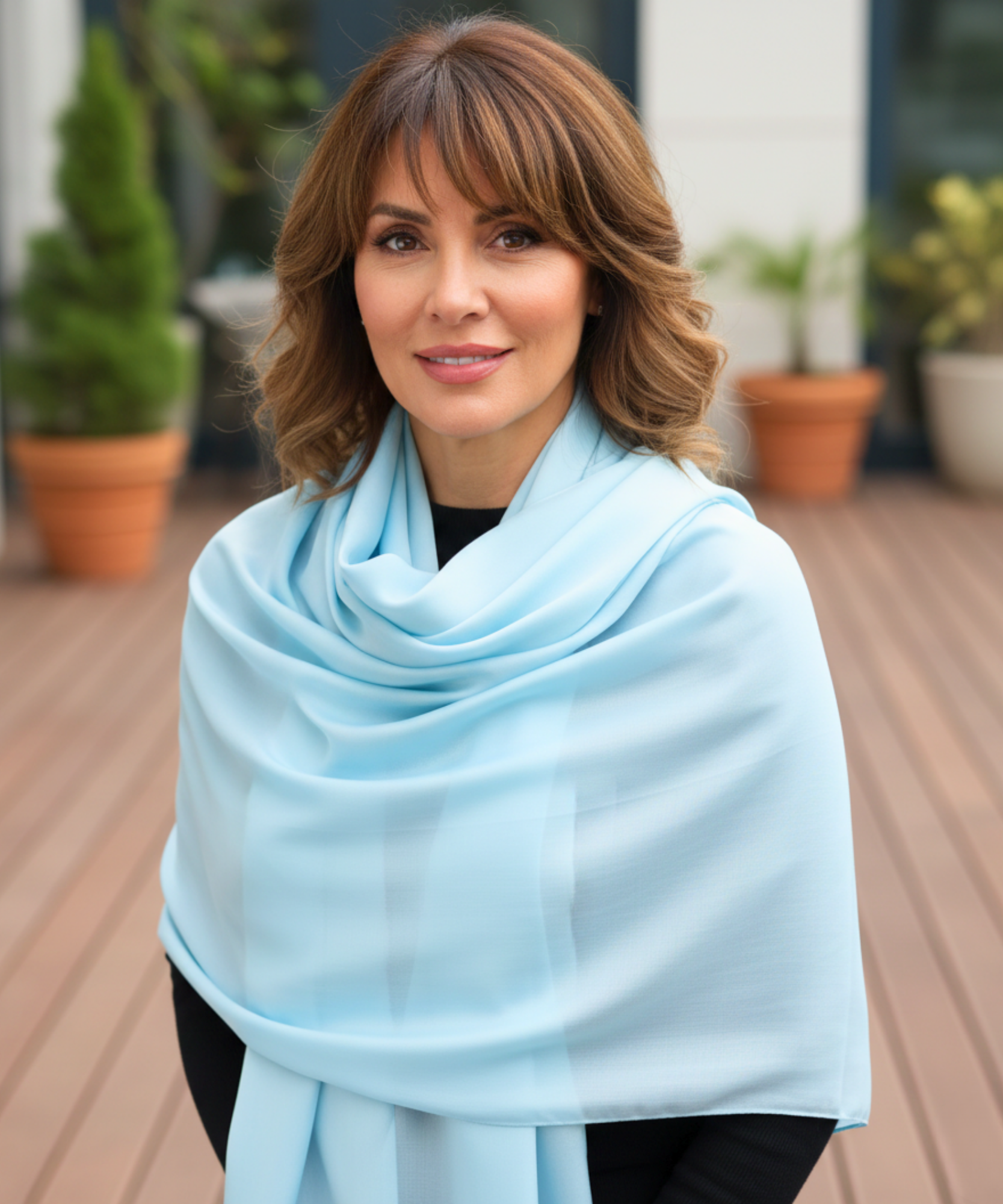 Comprar echarpe de seda feminina lisa acetinada cachecol elegante social casamento barato ANELLIMN