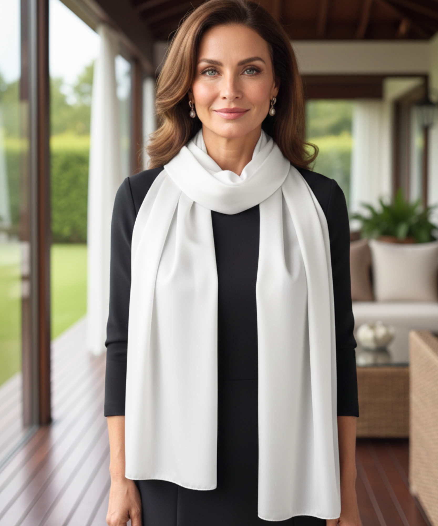Comprar echarpe de seda feminina lisa acetinada cachecol elegante social casamento barato ANELLIMN