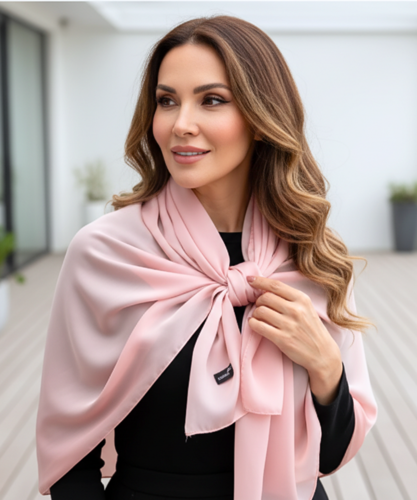 Comprar echarpe de seda feminina lisa acetinada cachecol elegante social casamento barato ANELLIMN