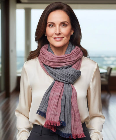 Comprar Echarpe feminina algodão listrado com franjas leve versátil elegante barato