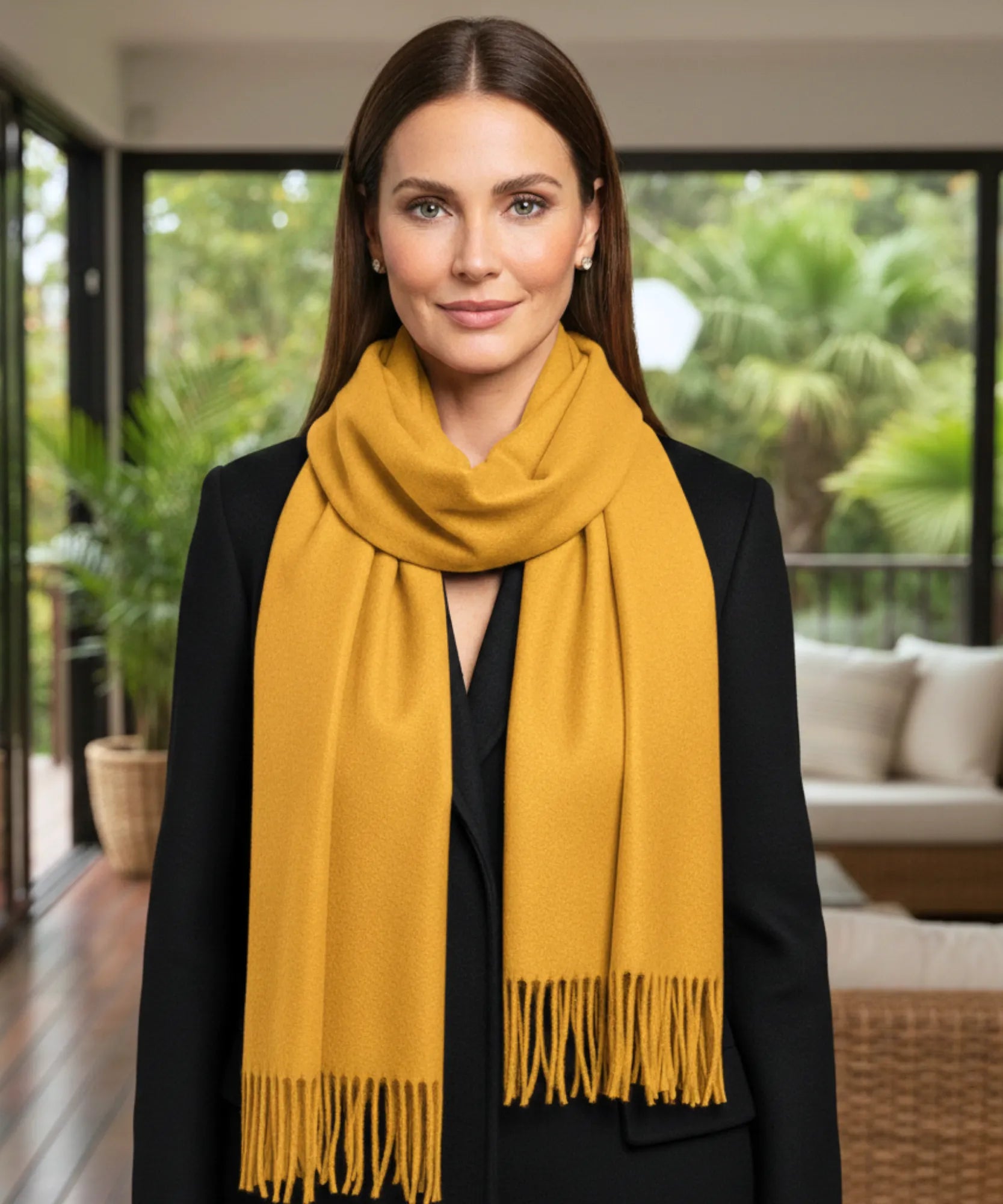 Comprar echarpe feminina cashmere premium elegante com franjas em promoção ANELLIMN
