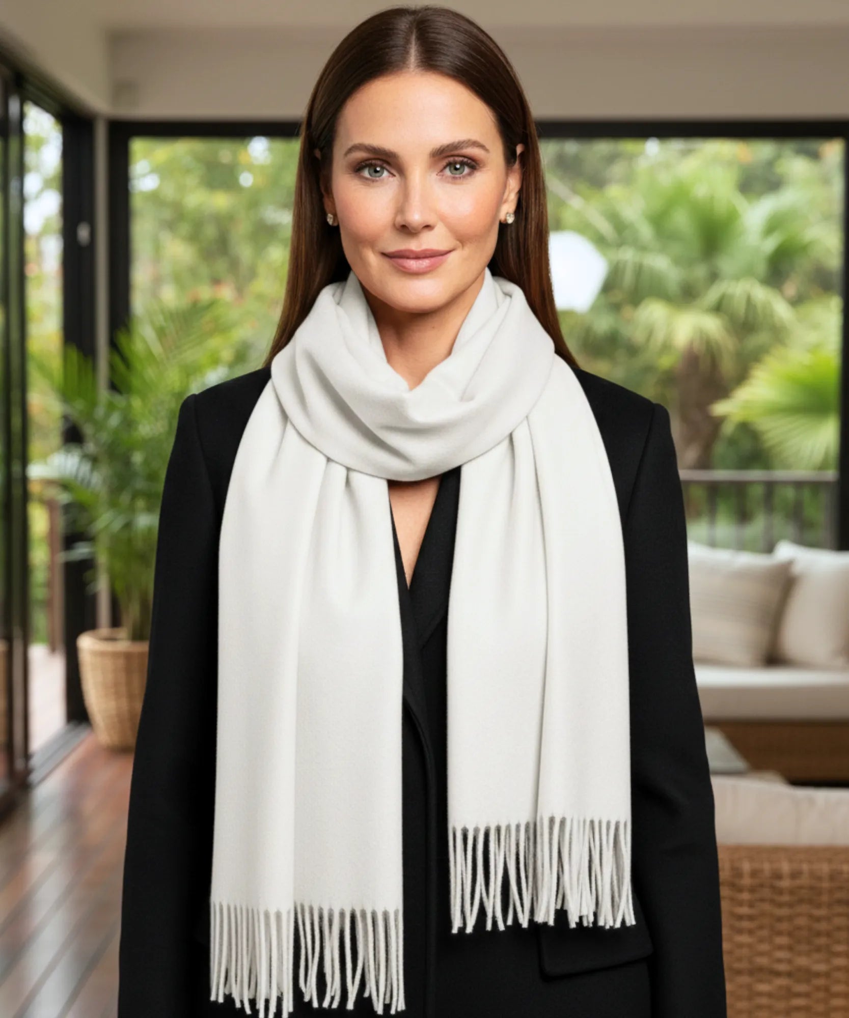 Comprar echarpe feminina cashmere premium elegante com franjas em promoção ANELLIMN
