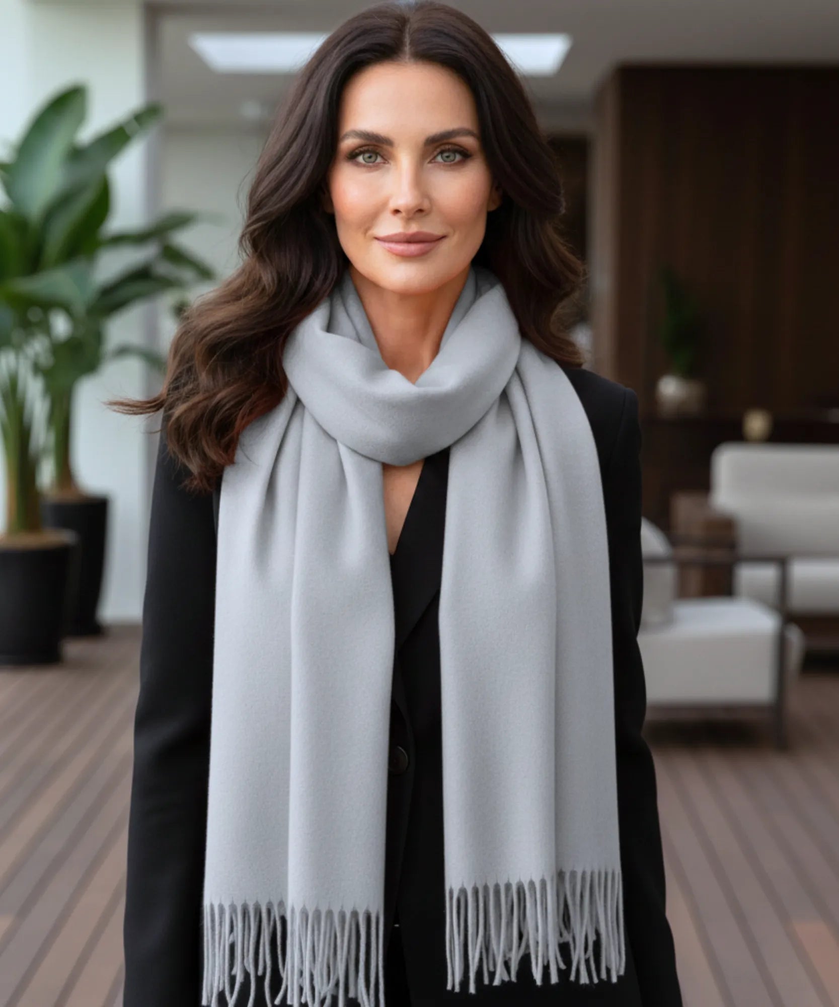 Comprar echarpe feminina cashmere premium elegante com franjas em promoção ANELLIMN
