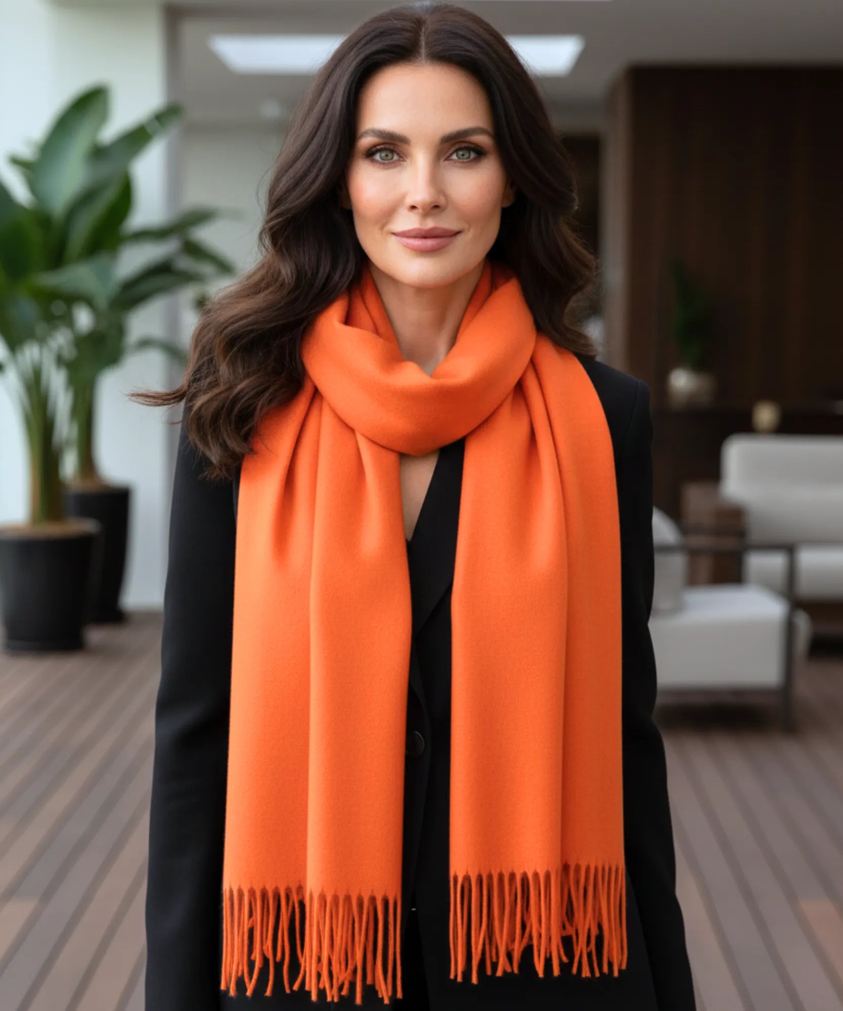 Comprar echarpe feminina cashmere premium elegante com franjas em promoção ANELLIMN
