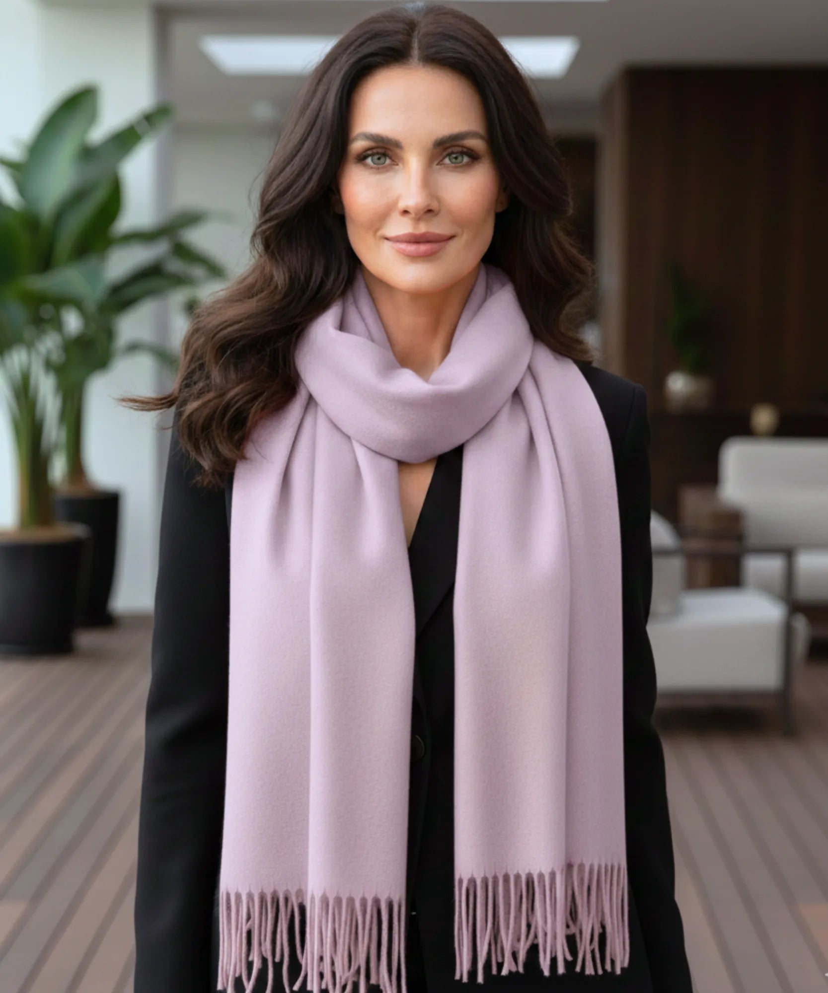 Comprar echarpe feminina cashmere premium elegante com franjas em promoção ANELLIMN
