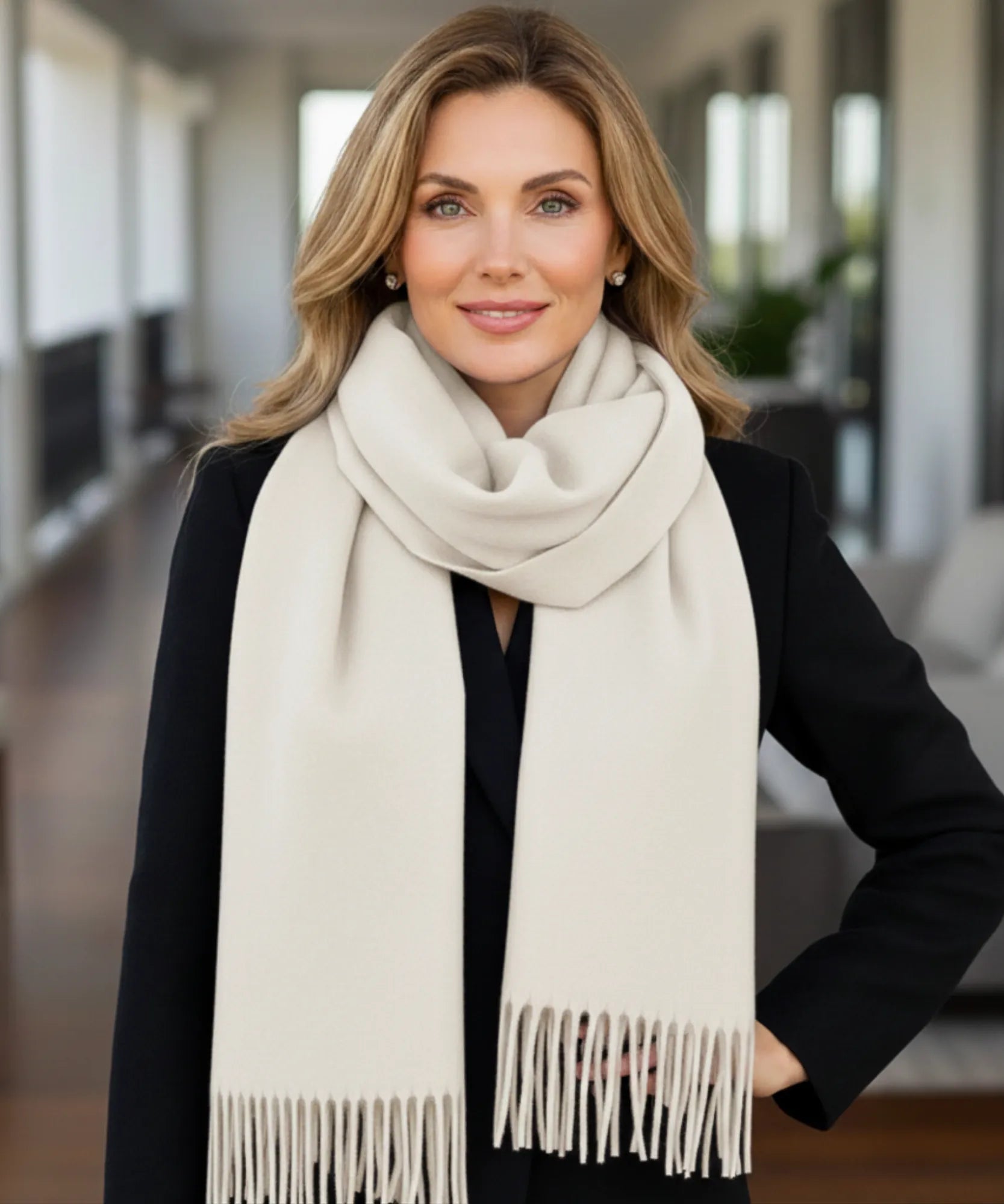 Comprar echarpe feminina cashmere premium elegante com franjas em promoção ANELLIMN
