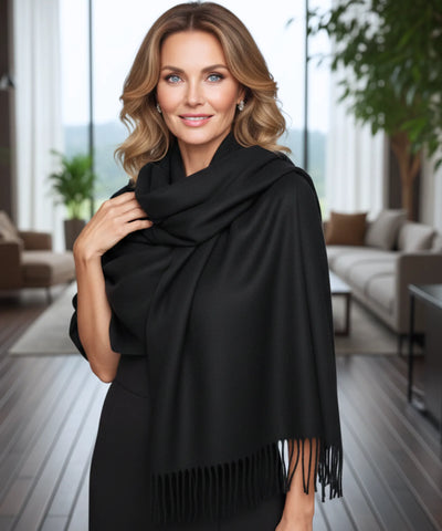 Comprar echarpe feminina cashmere premium elegante com franjas em promoção ANELLIMN
