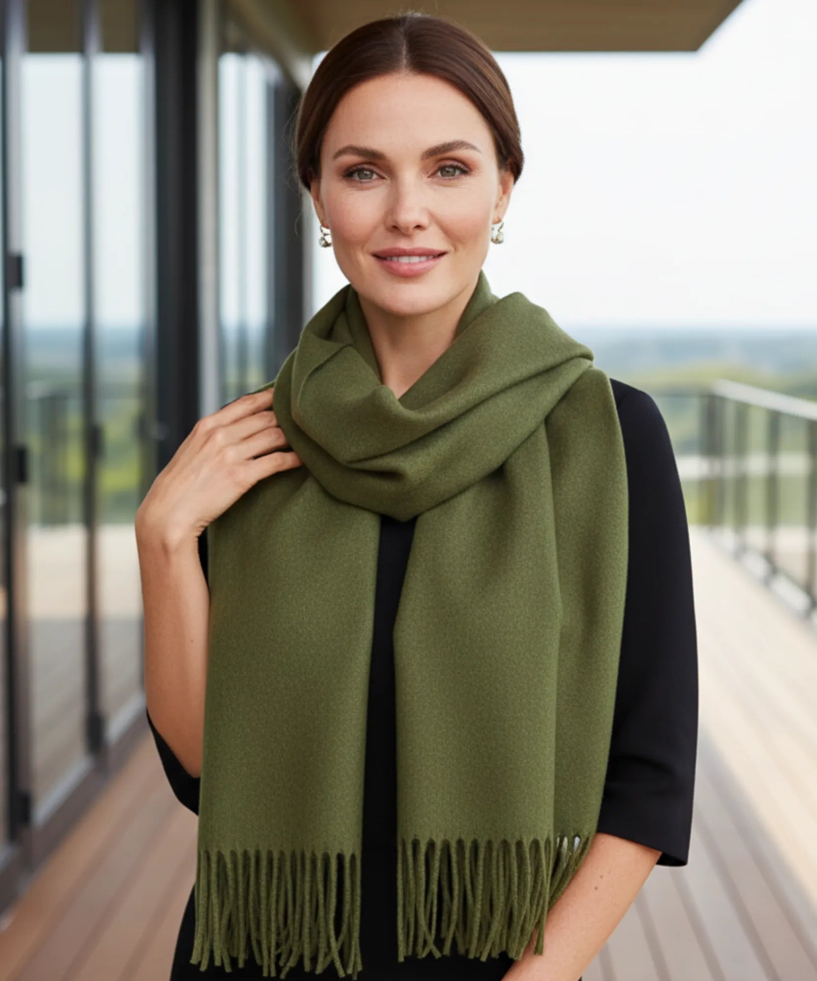Comprar echarpe feminina cashmere premium elegante com franjas em promoção ANELLIMN
