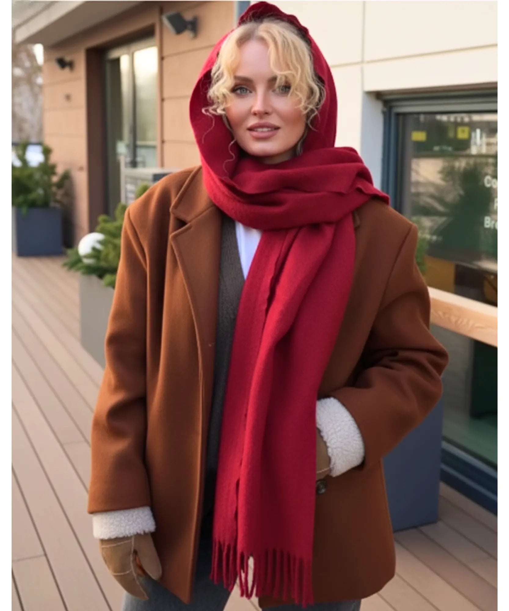 Comprar echarpe feminina cashmere premium elegante com franjas em promoção ANELLIMN

